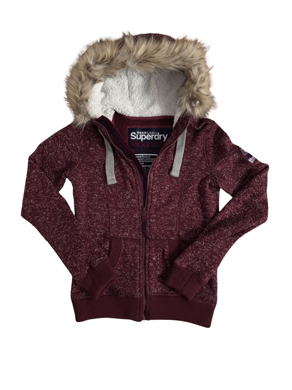 Superdry Y2K Burgundy Storm Fur Hooded Zip-Up Jacket